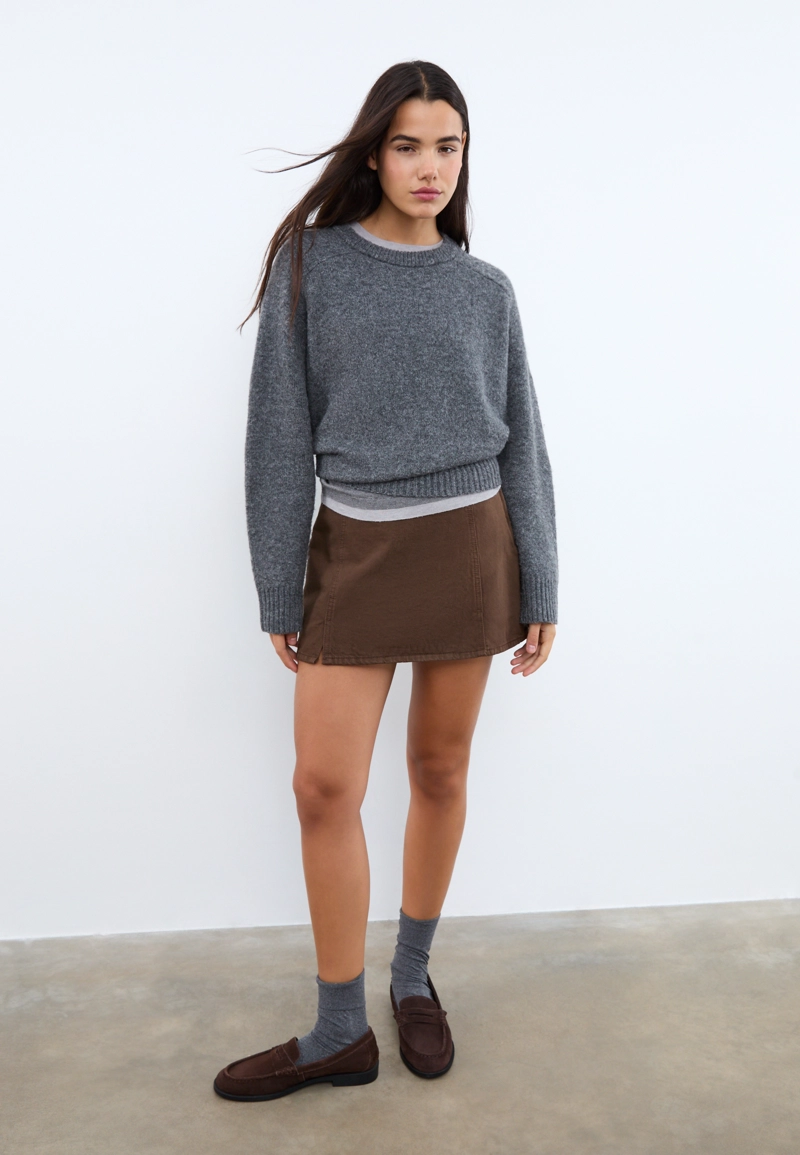 Мини-юбка-шорты с разрезами