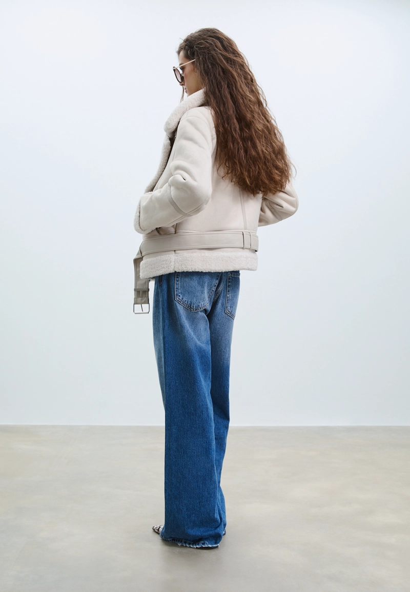 Двусторонняя байкерская куртка под замшу