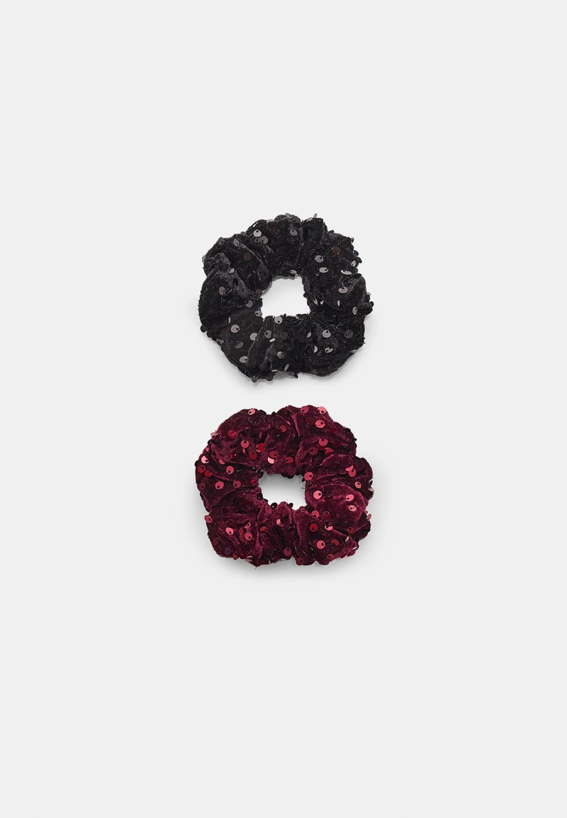 Набор из 2 резинок для волос из бархата с пайетками