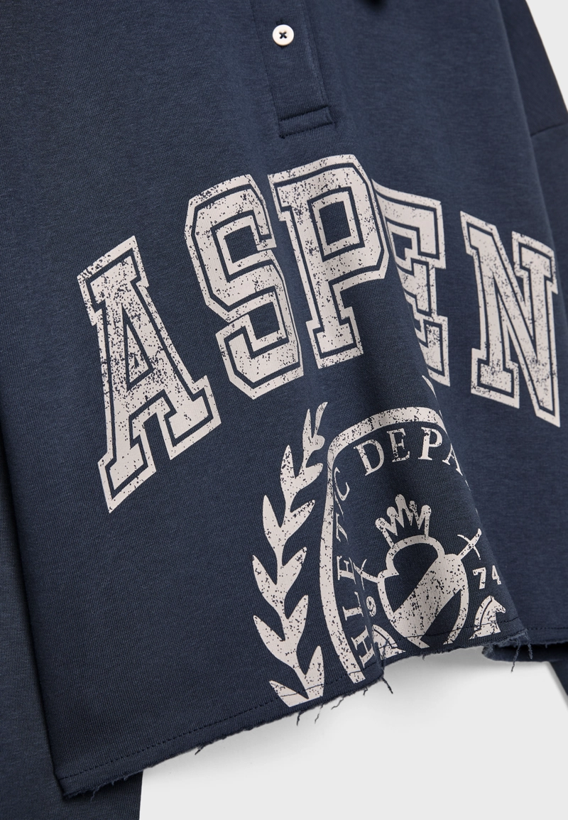 Укороченная толстовка-поло с принтом