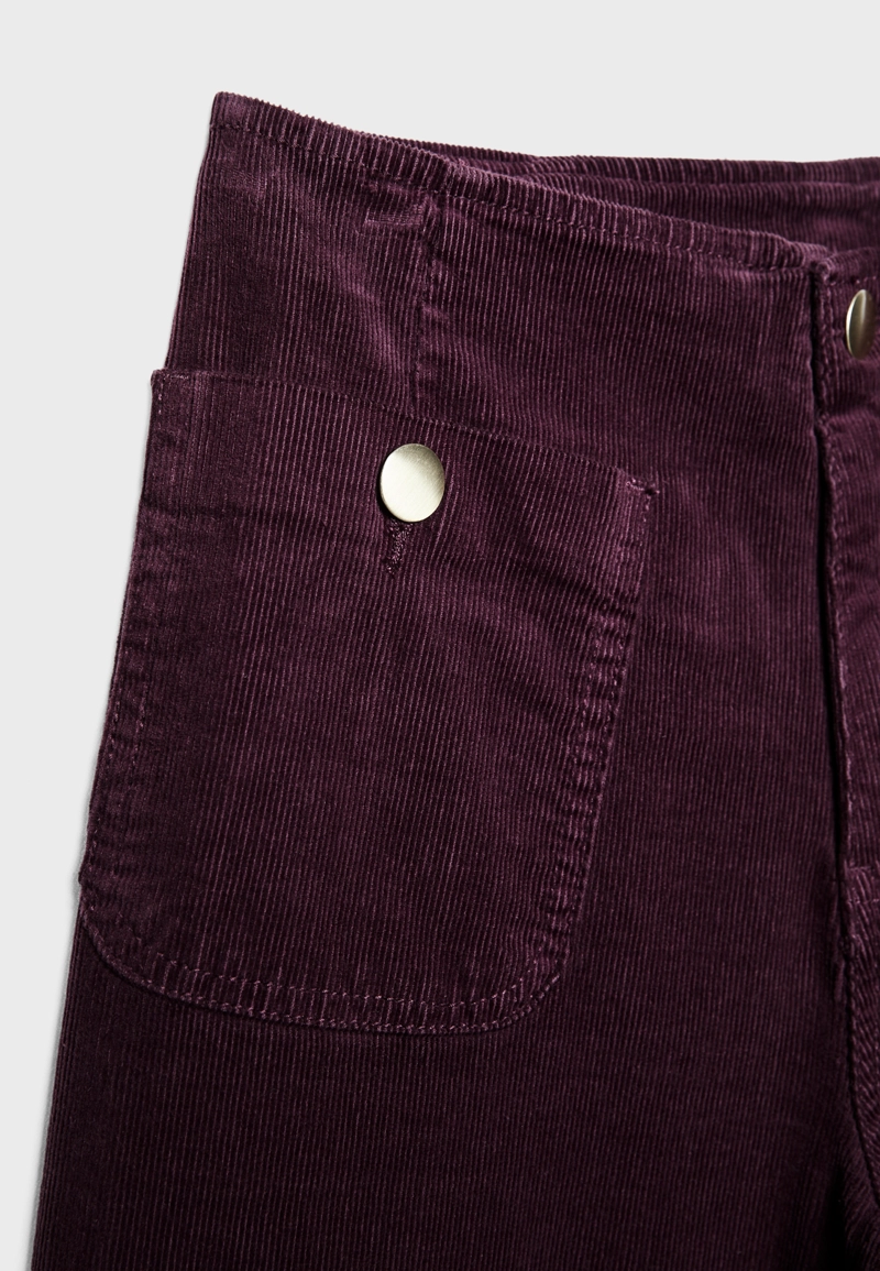 Брюки D77 из вельвета в минималистичном стиле с карманами