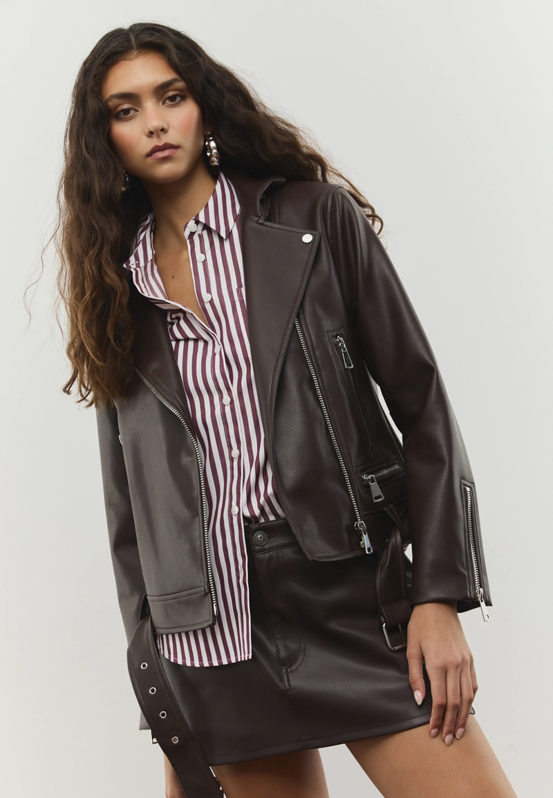 Байкерская куртка из искусственной кожи