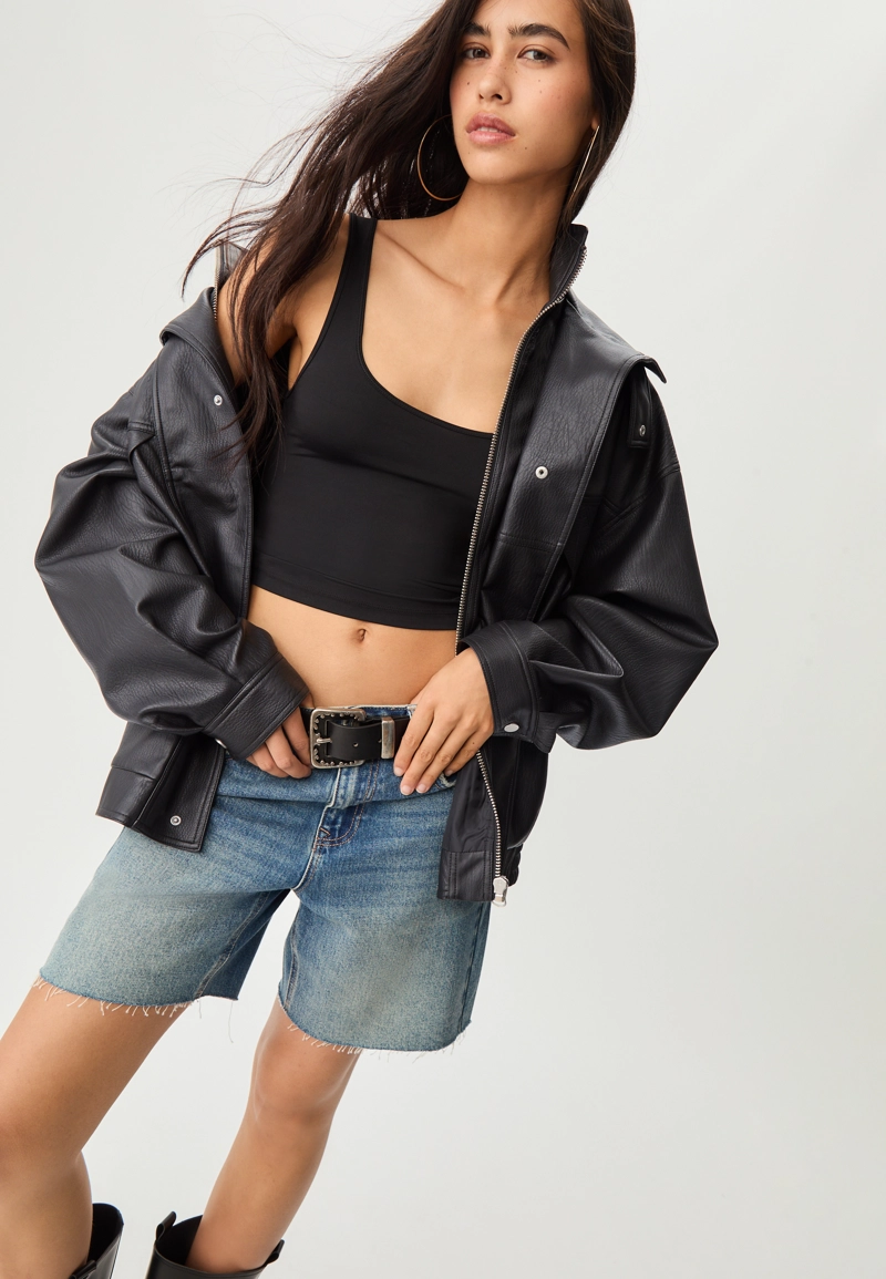 Куртка оверсайз из искусственной кожи