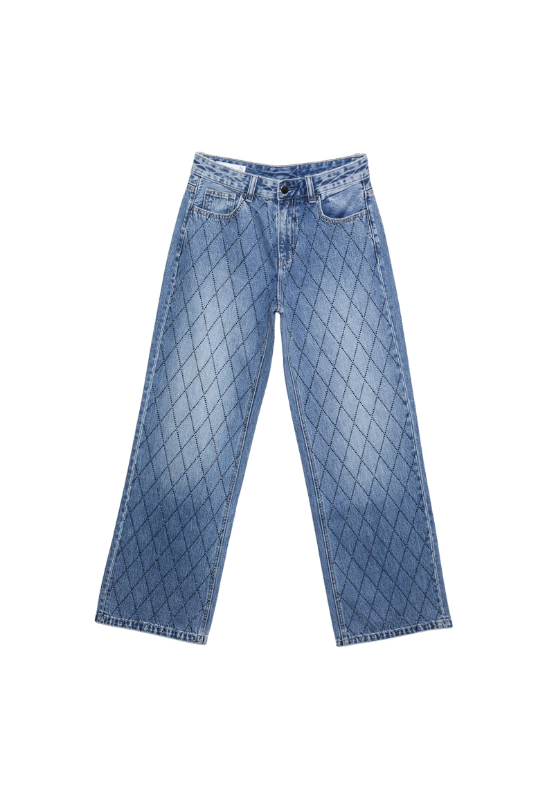 Джинсы со стразами в виде бриллиантов