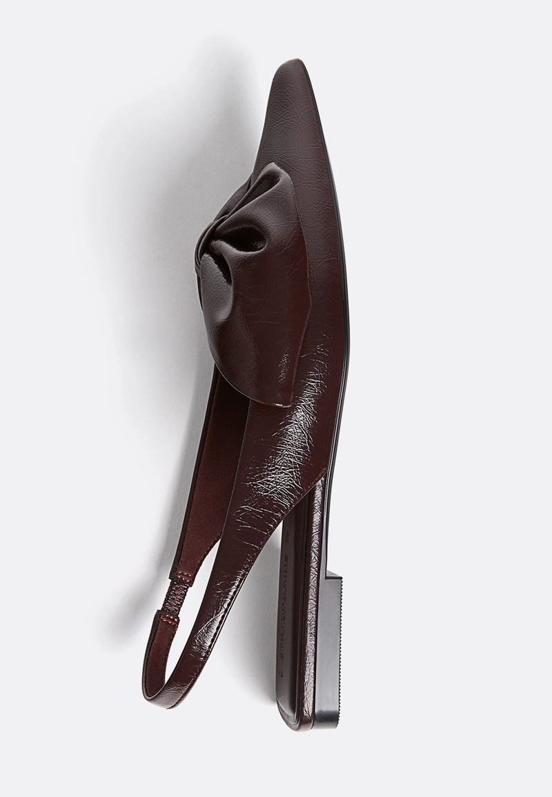 Туфли-лодочки без задника с бантом