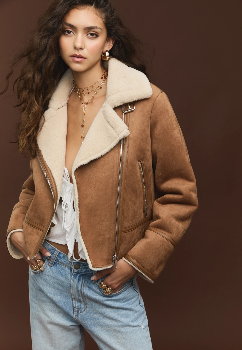 Двусторонняя байкерская куртка под искусственную замшу