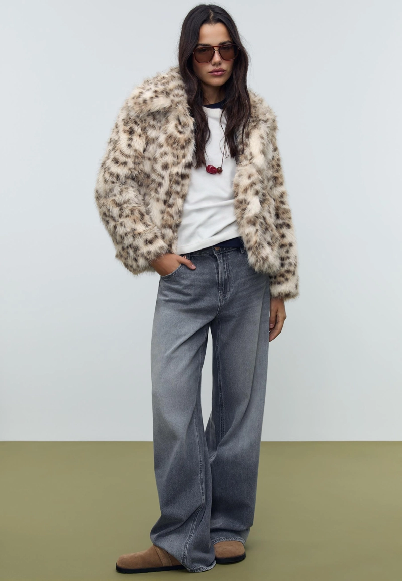 Куртка из искусственного меха с леопардовым принтом