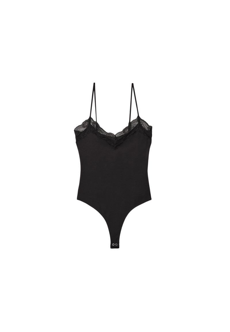 Хлопковый боди с кружевной отделкой