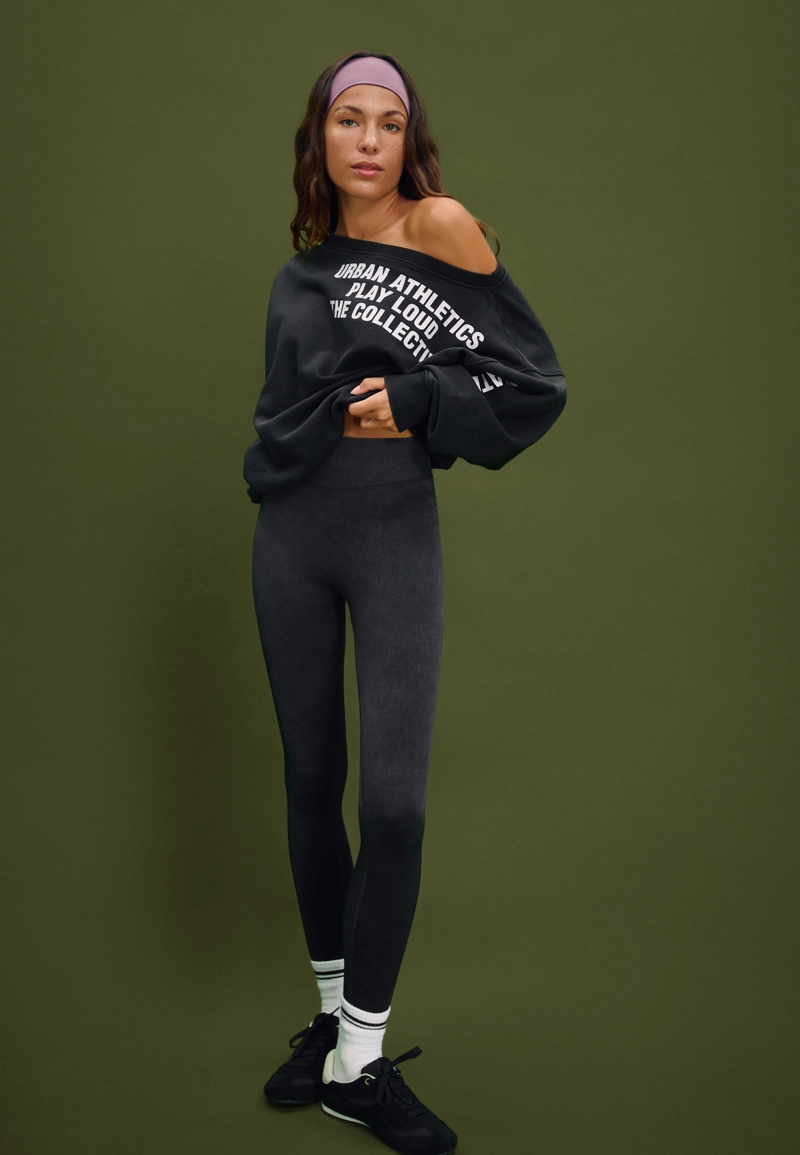 Легинсы с высокой посадкой и эффектом стирки