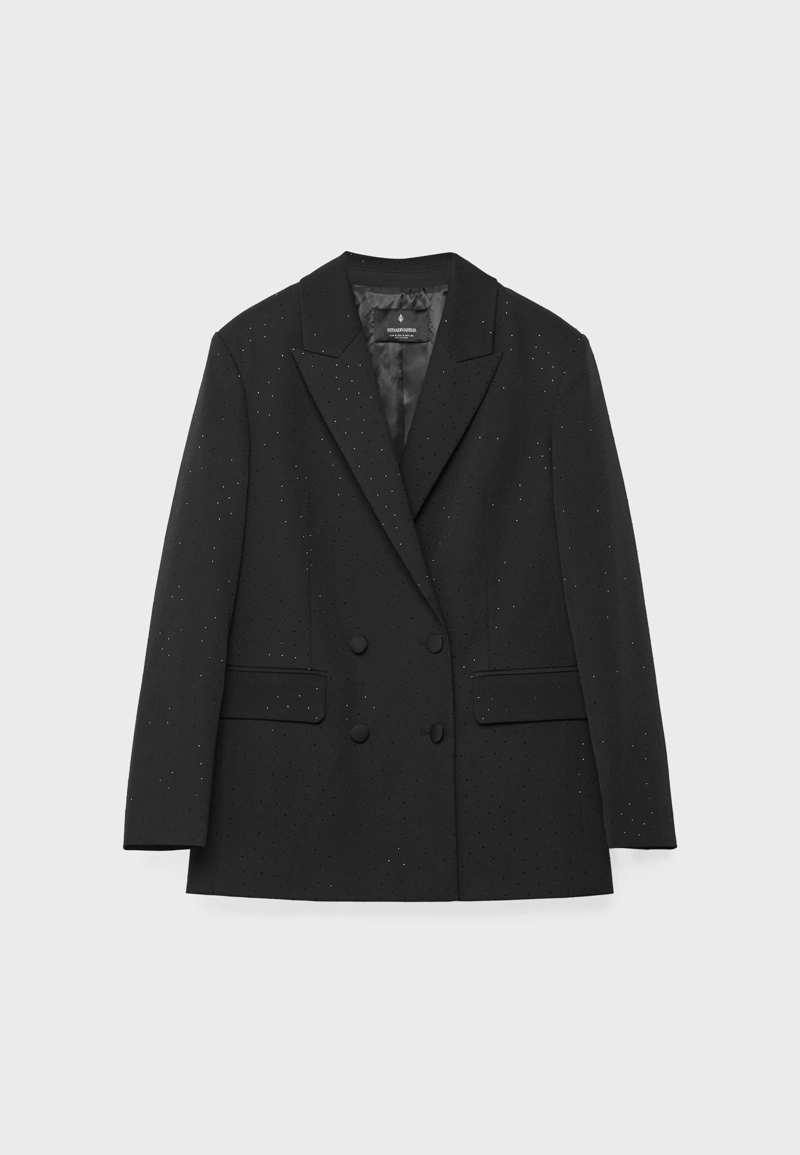 ДВУБОРТНЫЙ ПИДЖАК С БЛЕСТЯЩЕЙ ОТДЕЛКОЙ