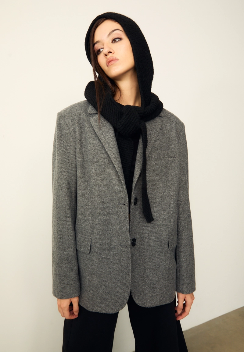 Объемный пиджак с узором в елочку