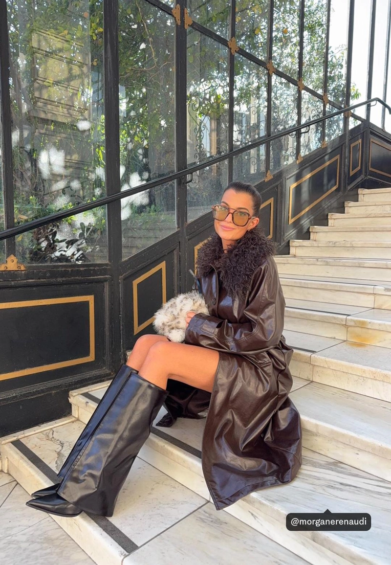 Длинный тренч из искусственной кожи