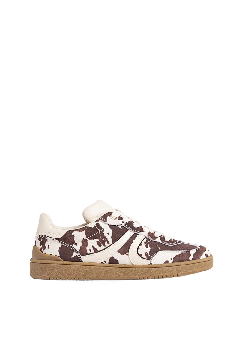 Кроссовки с принтом и искусственным мехом