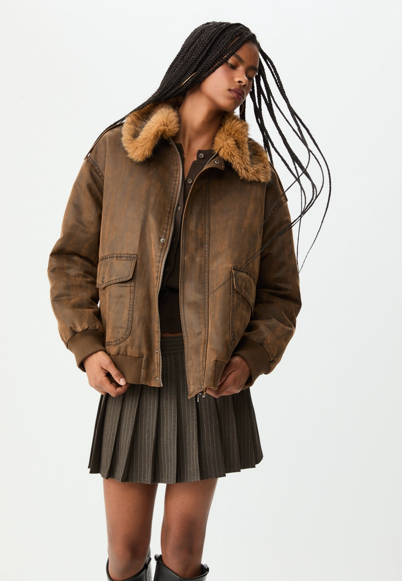 Длинная куртка из искусственного меха