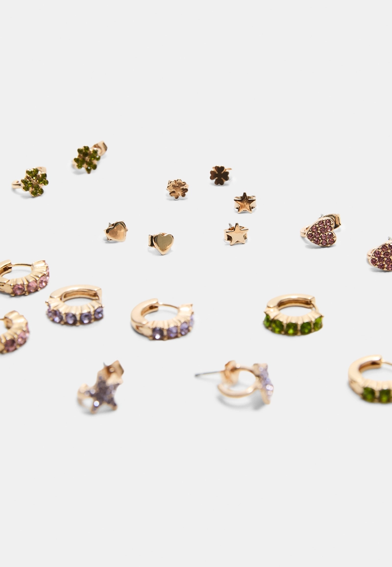 Набор из 9 пар серег с блестящей отделкой