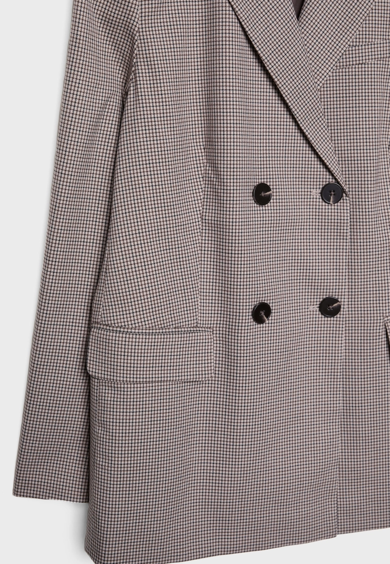 Двубортный пиджак с пуговицами и принтом