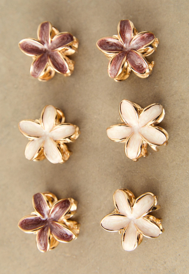 Набор из 6 мини-заколок с цветами