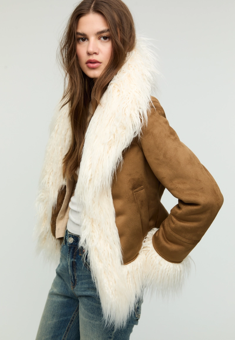Двусторонняя куртка из длинного искусственного меха