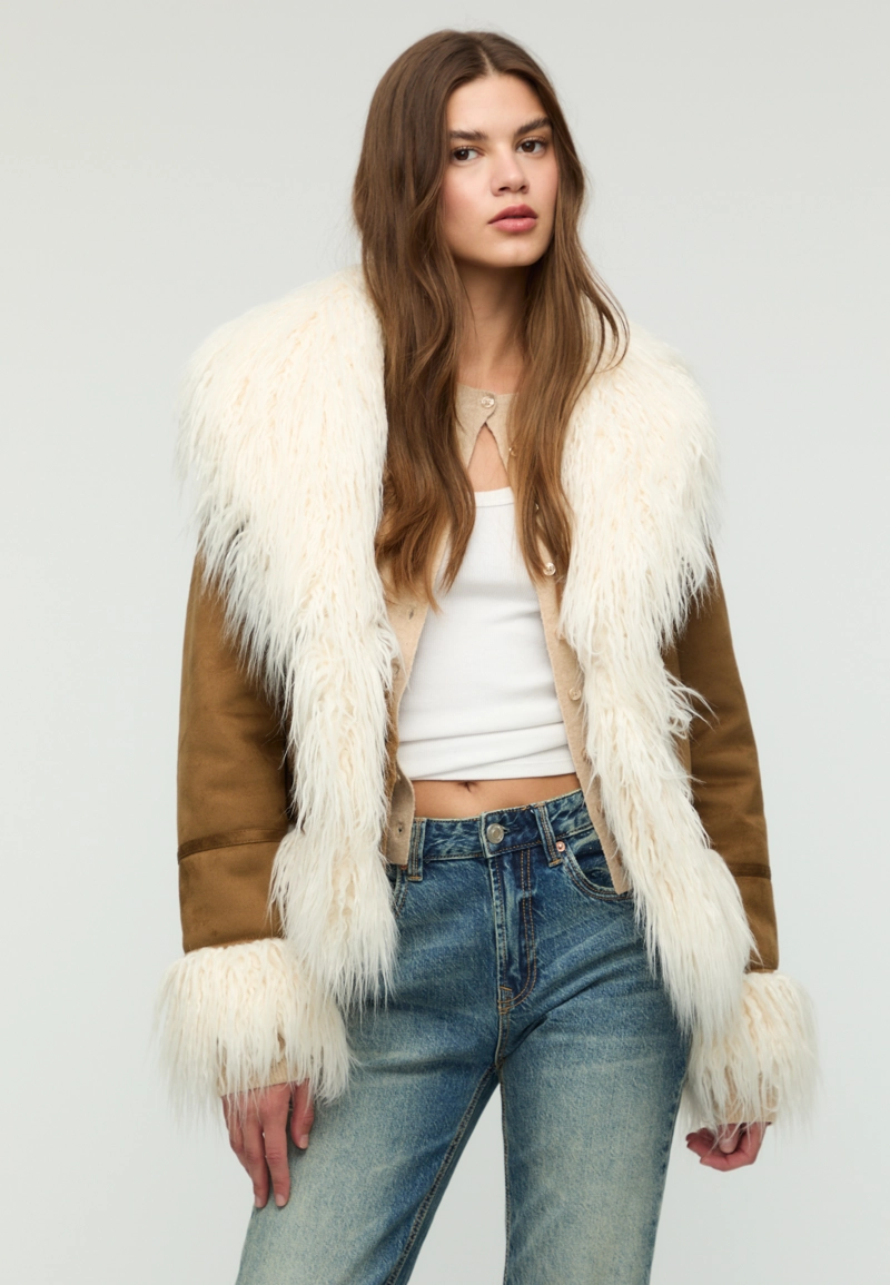 Двусторонняя куртка из длинного искусственного меха