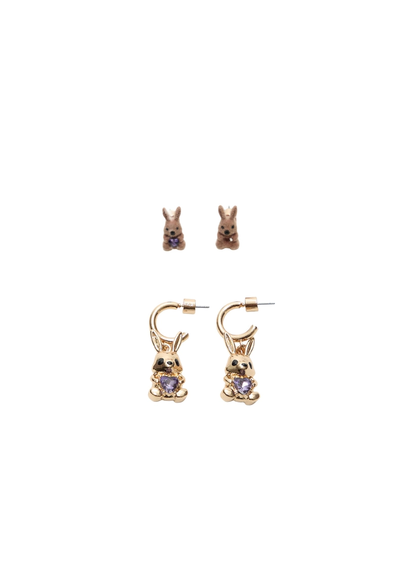 Набор из 2 пар серег с кроликами