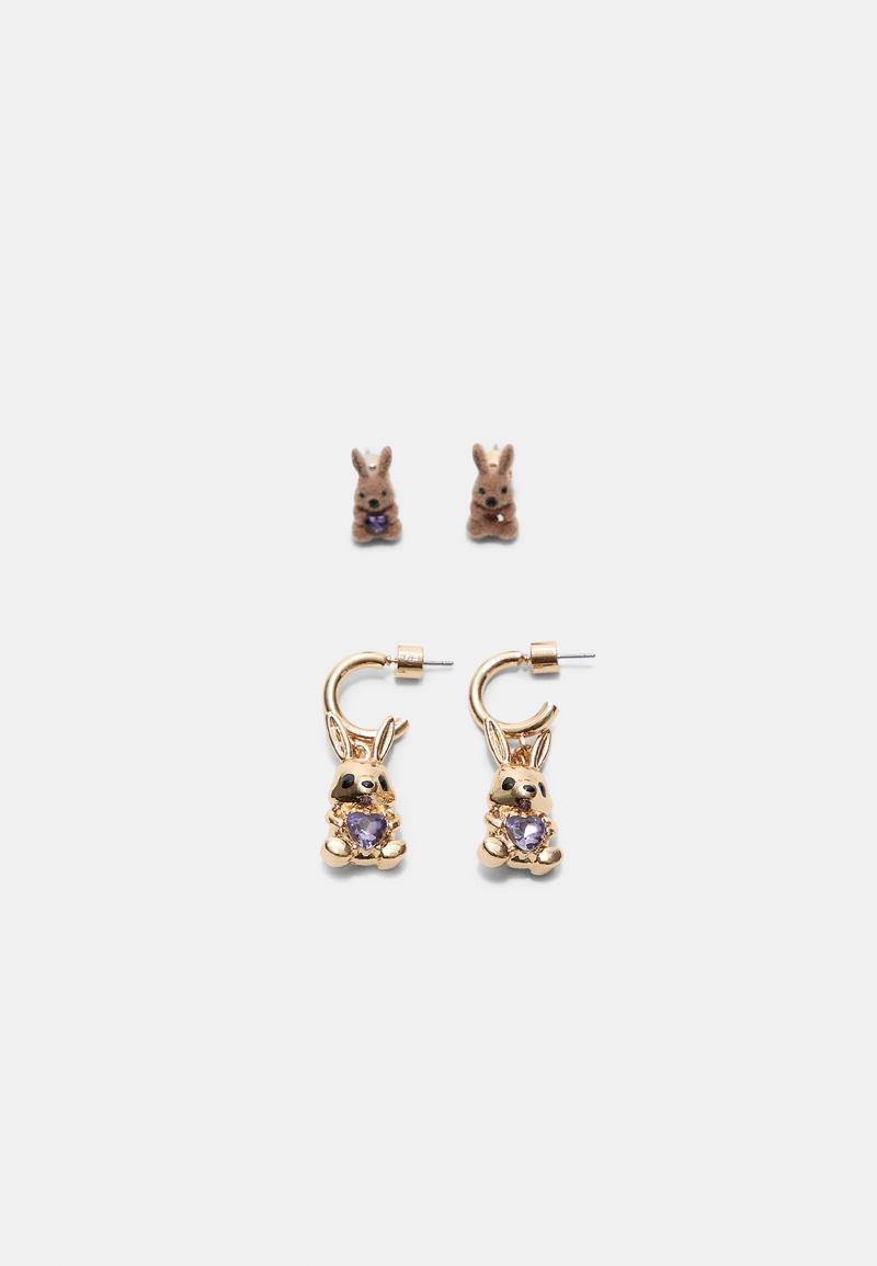 Набор из 2 пар серег с кроликами