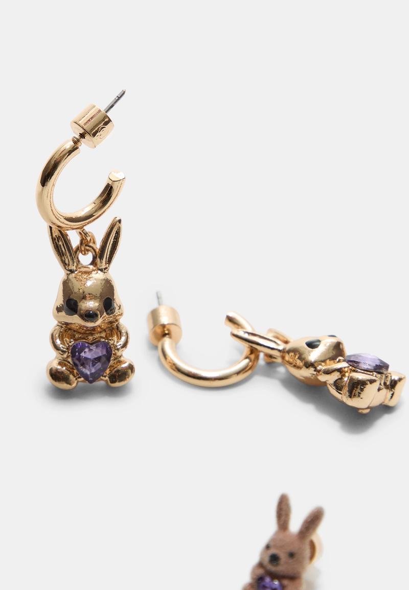 Набор из 2 пар серег с кроликами