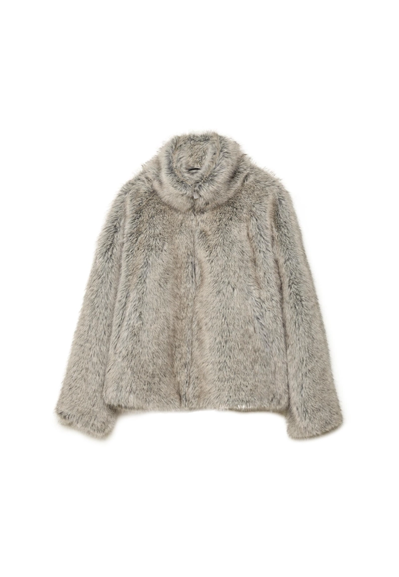 Куртка из искусственного меха с воротником-стойкой