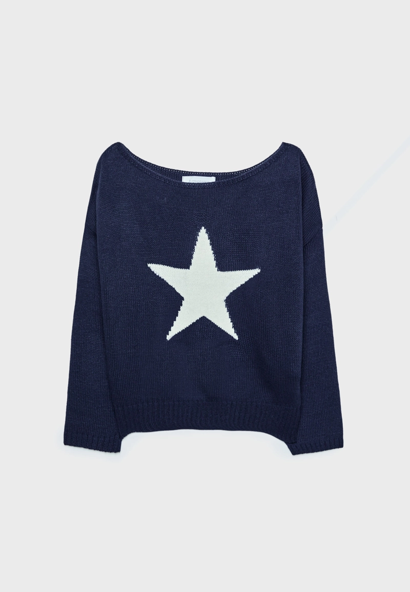 Асимметричный трикотажный джемпер со звездой