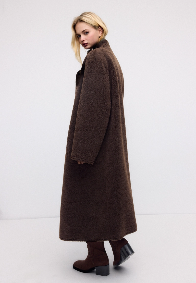 Длинное двустороннее пальто с двойной поверхностью