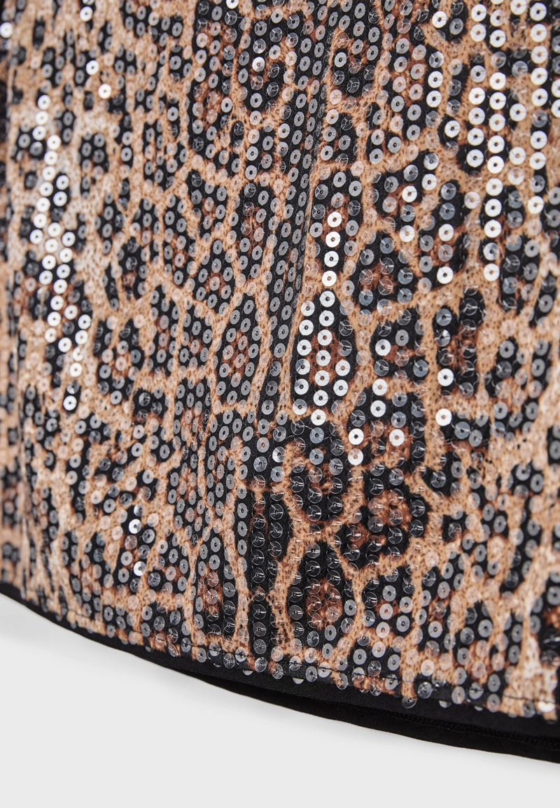 Мини-юбка-шорты с анималистическим принтом и пайетками