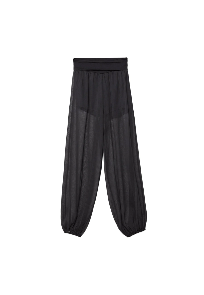 Брюки-баллоны из шифона с отворотом на талии