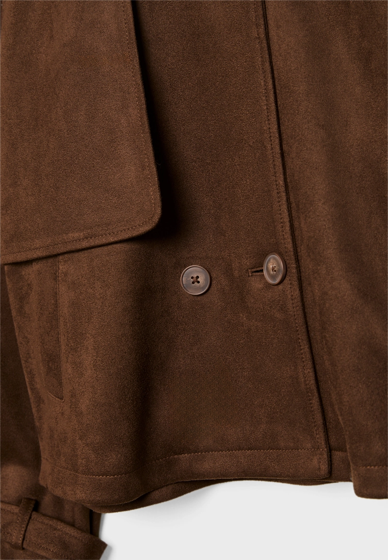 Укороченный тренч под искусственную замшу