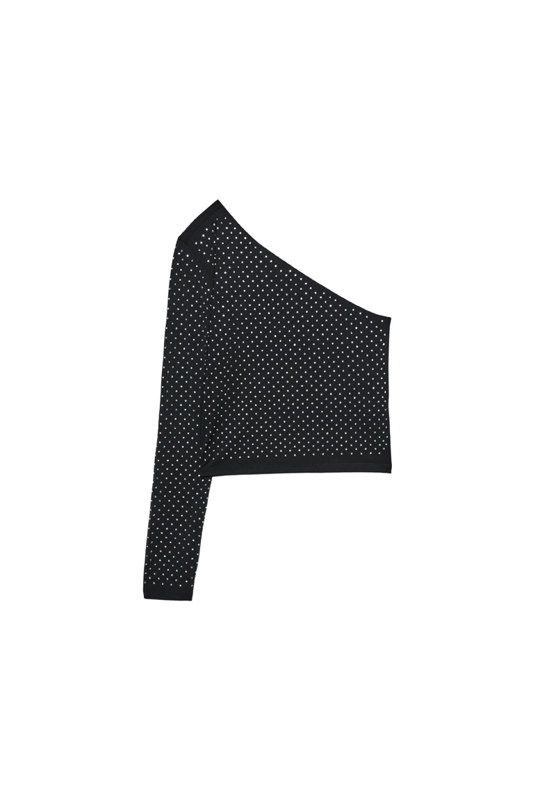 Асимметричный топ с блестящей отделкой