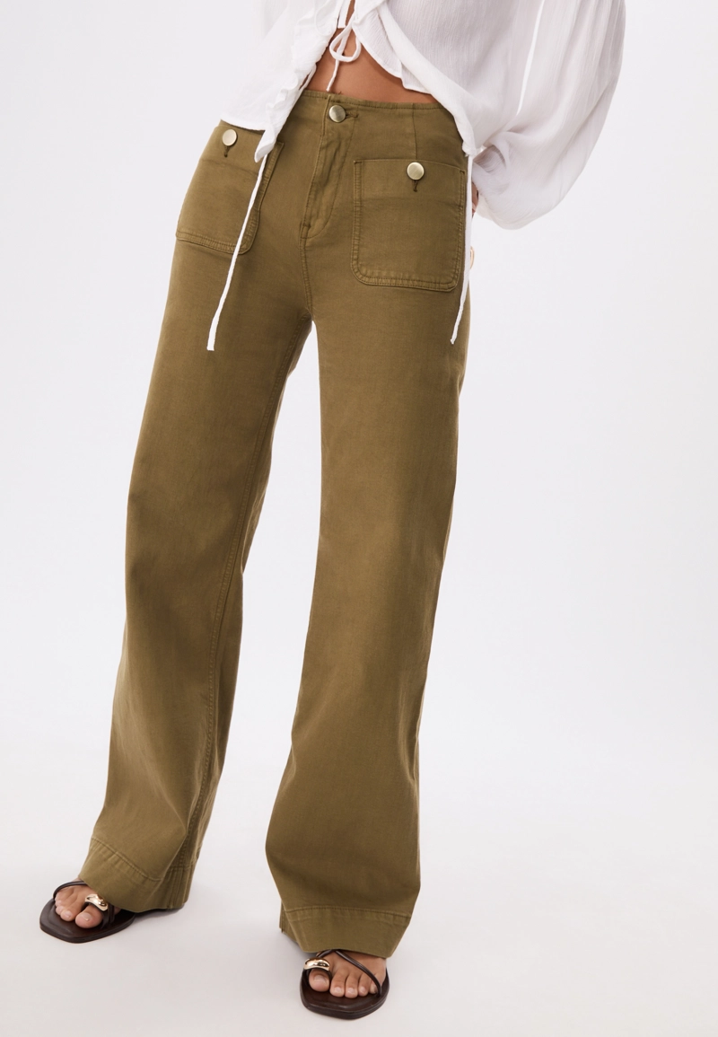 D77 Брюки в минималистичном стиле с карманами