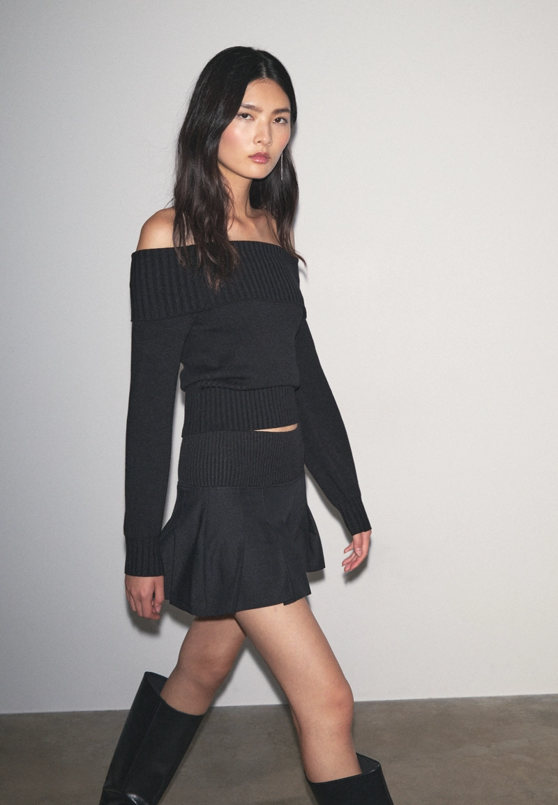 Мини-юбка-шорты со складками