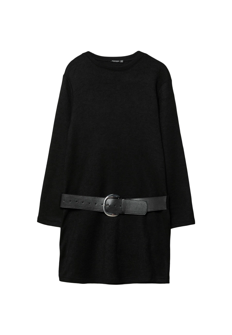 Короткое трикотажное платье с поясом