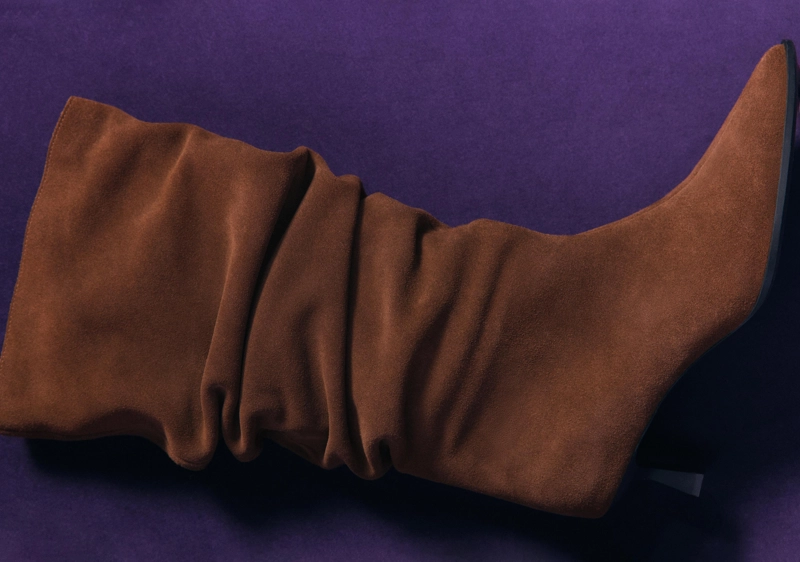 Кожаные ботинки kitten с голенищем свободного кроя