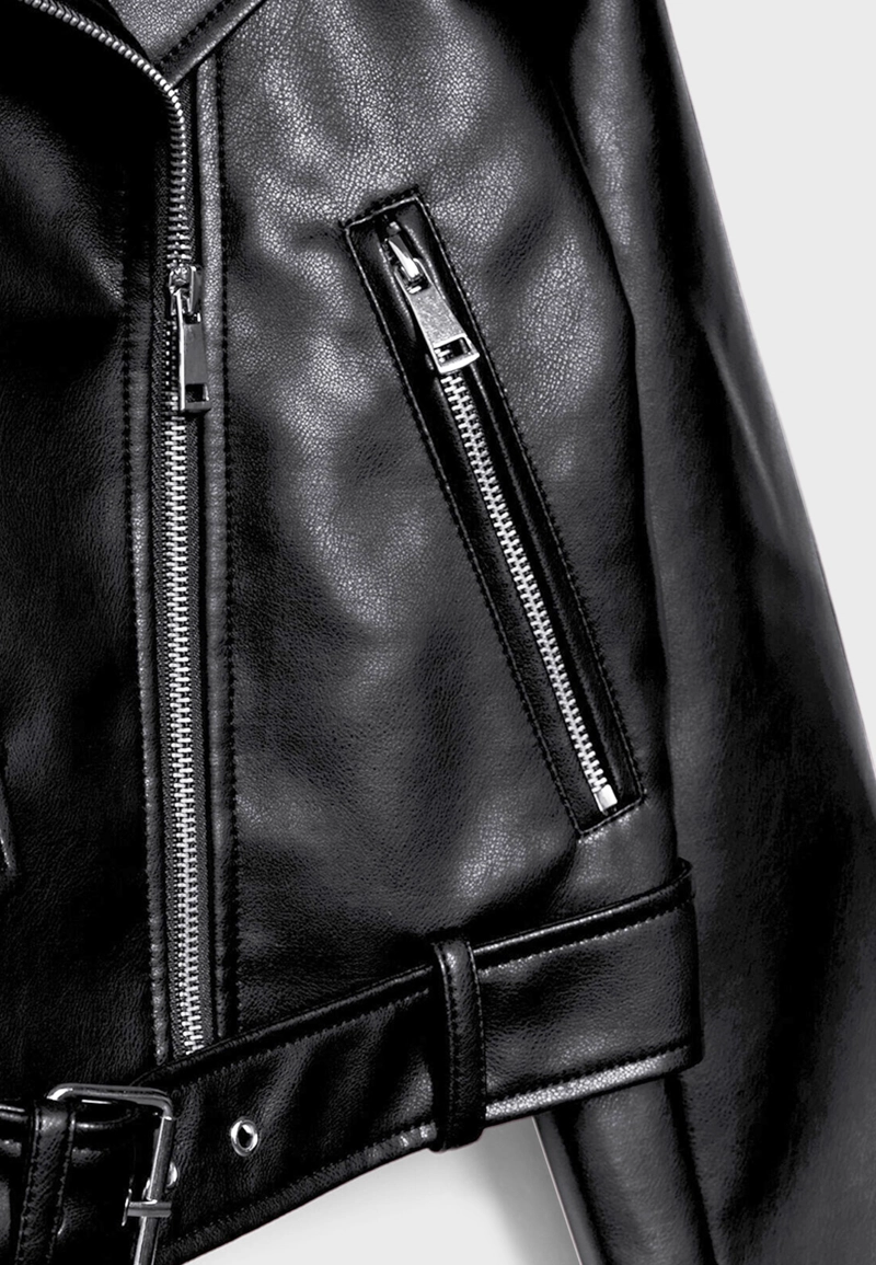 Байкерская куртка с ремнем из искусственной кожи