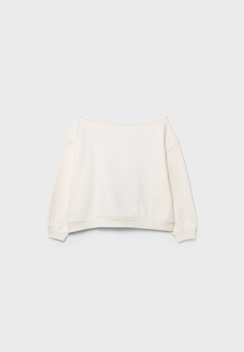 Толстовка с вырезом «лодочка» и принтом