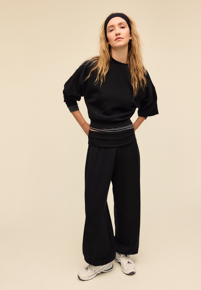 Мягкие брюки-джоггеры «рукава-фонарики» с отворотом на талии