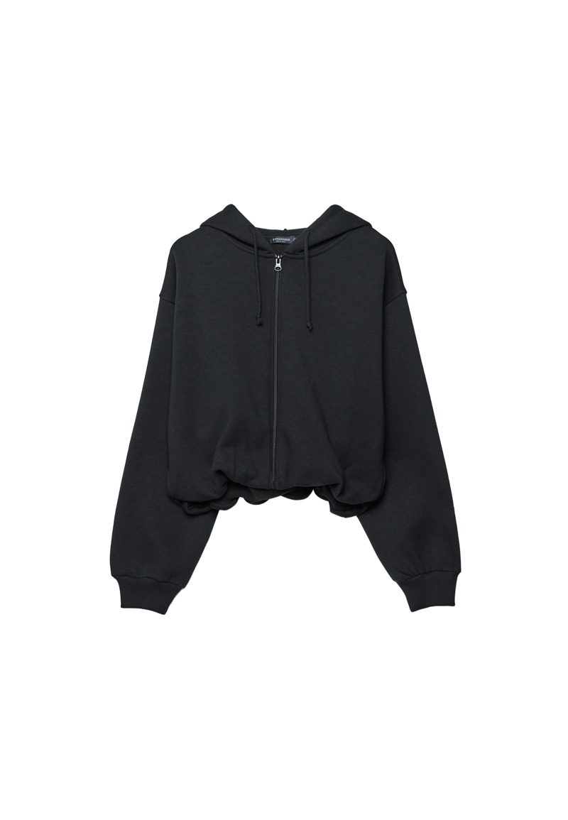 Толстовка-бомбер с принтованным капюшоном