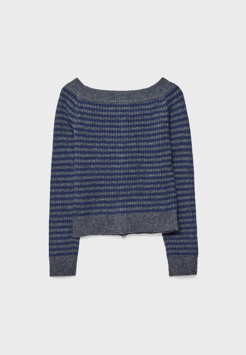 Кардиган с воротником-лодочкой и молнией