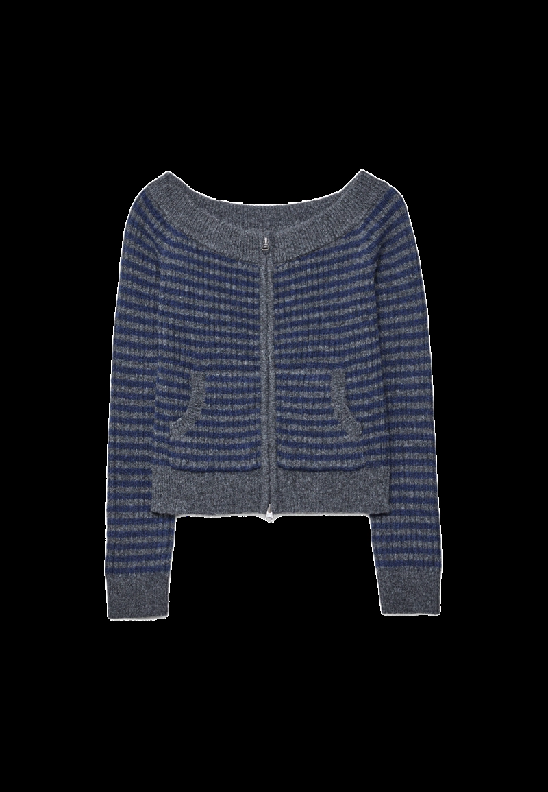 Кардиган с воротником-лодочкой и молнией