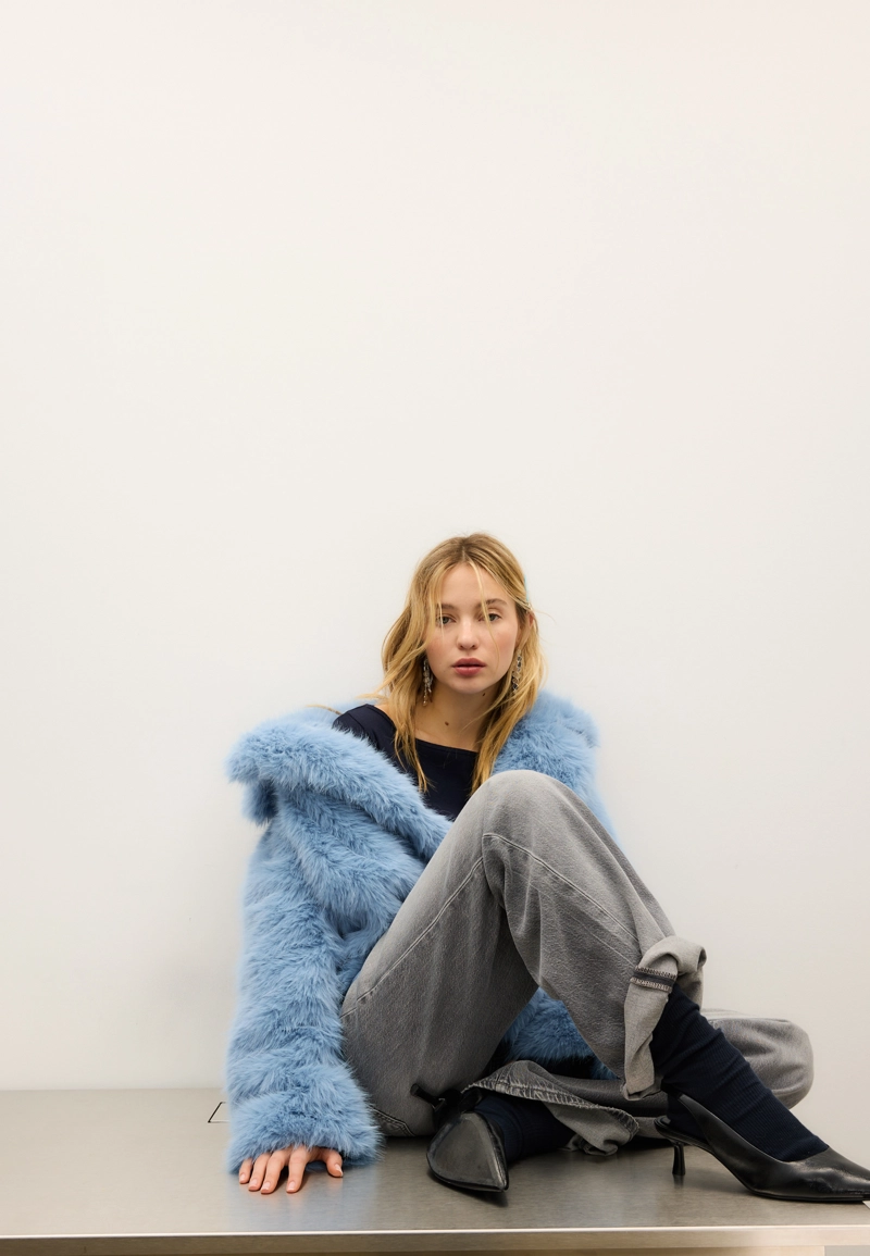 Куртка из искусственного меха с лацканами