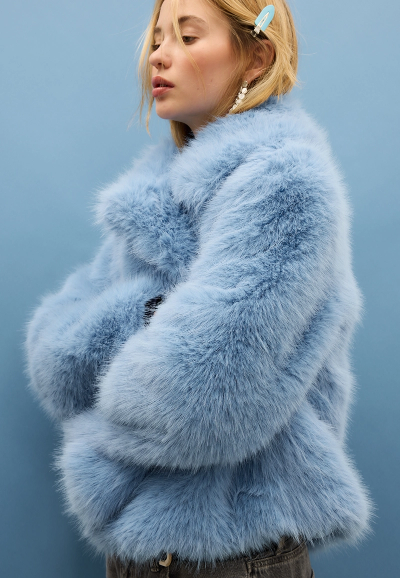 Куртка из искусственного меха с лацканами