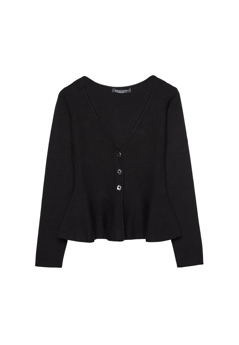 Трикотажный жакет с баской и пуговицами