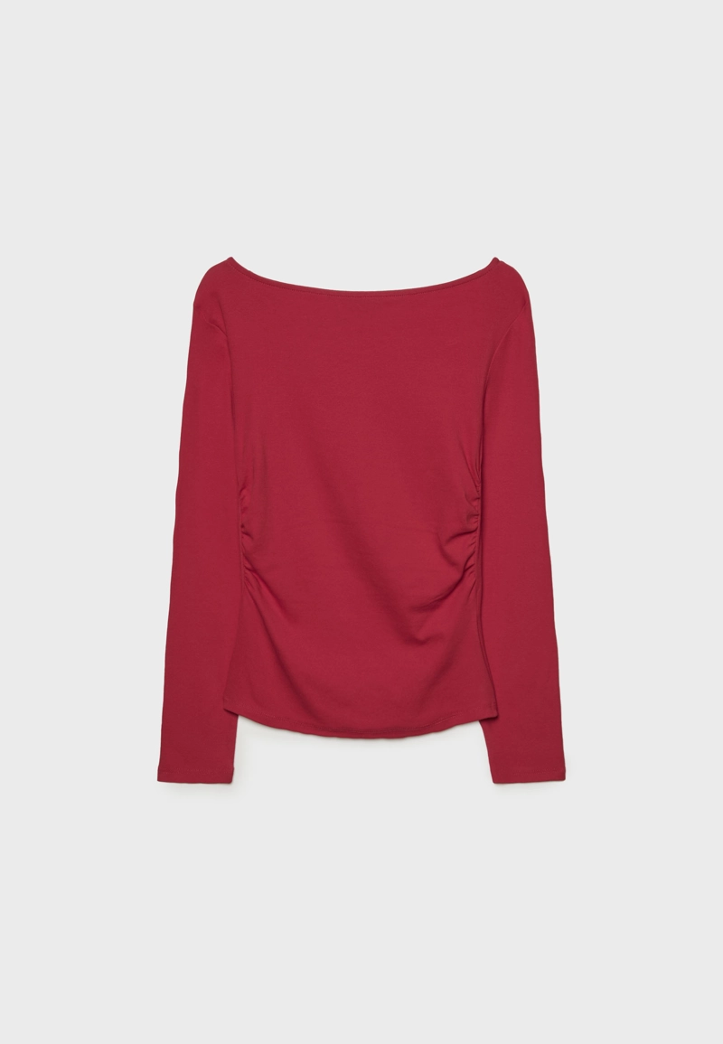 Футболка с длинными рукавами и сборками