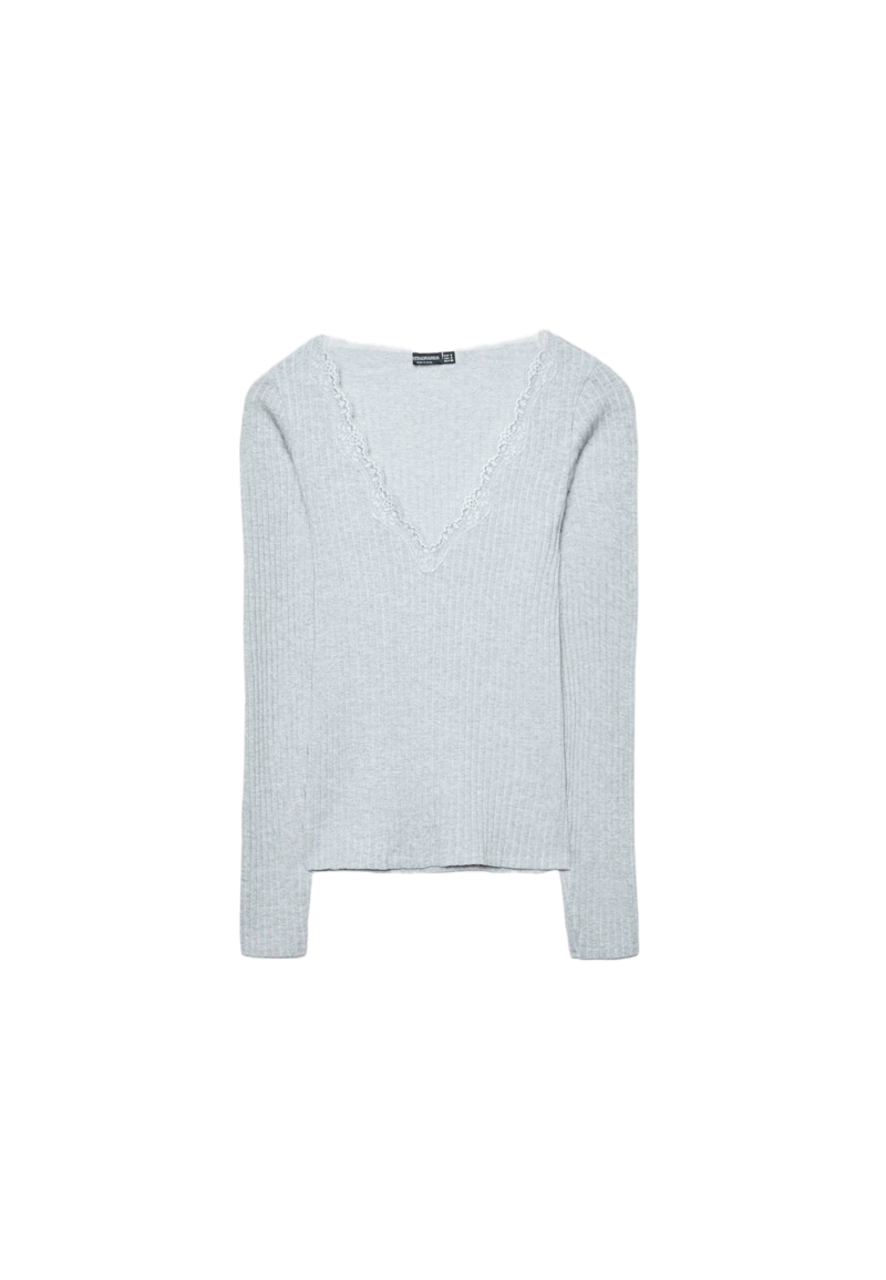 Бесшовная футболка с кружевом