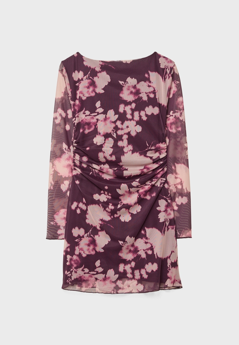 Короткое платье из полупрозрачной ткани с принтом