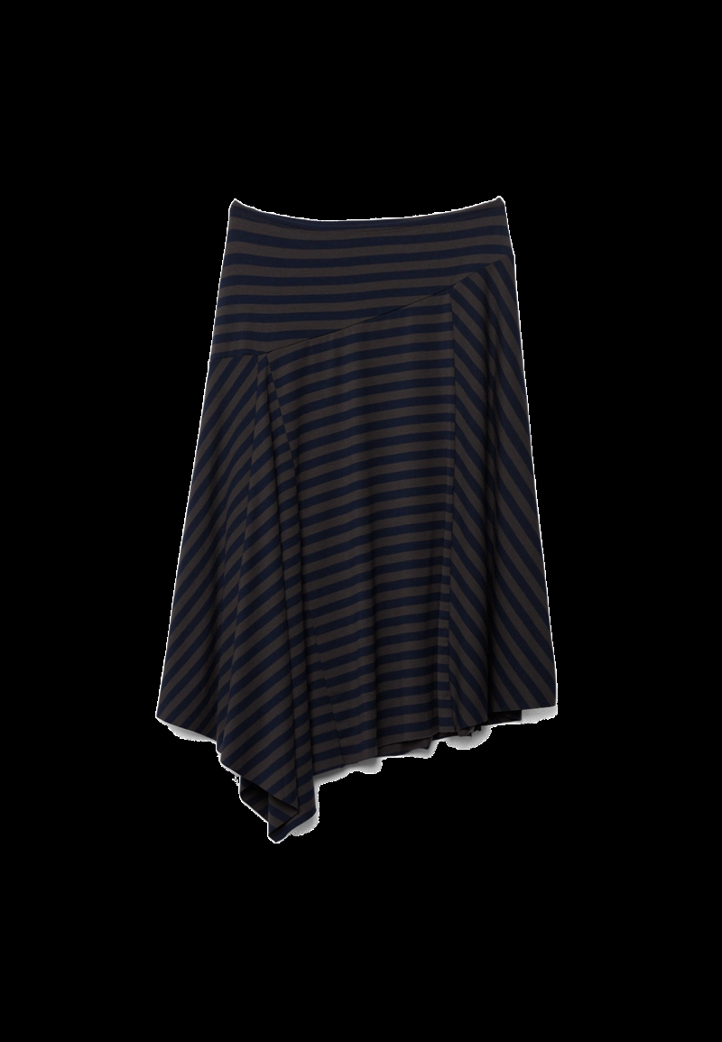 Длинная асимметричная юбка в полоску